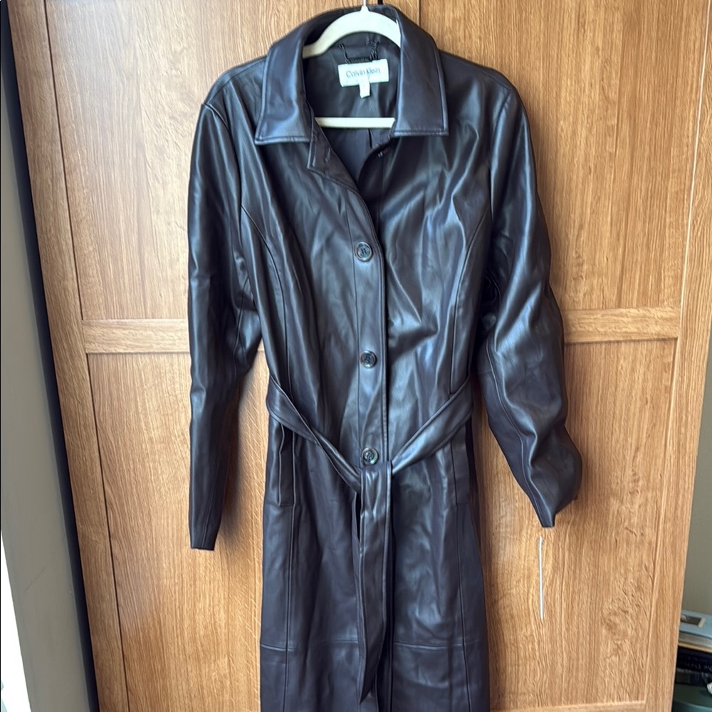 Calvin Klein Brown Leather Jacket Timeless Design